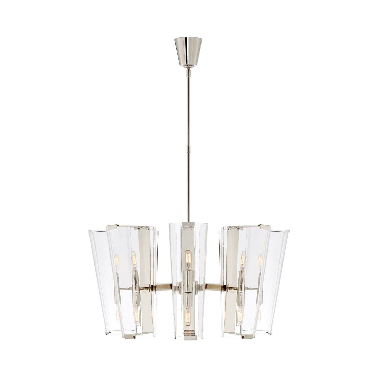 AERIN Alpine Medium Polished Nickel and Glass Chandelier Pendant Light Bloomingdales Lighting   