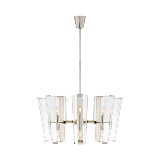 AERIN Alpine Medium Polished Nickel and Glass Chandelier Pendant Light Bloomingdales Lighting   