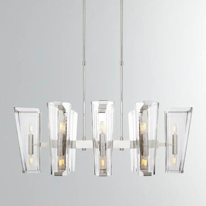 AERIN Alpine Medium Polished Nickel and Glass Chandelier Pendant Light Bloomingdales Lighting   