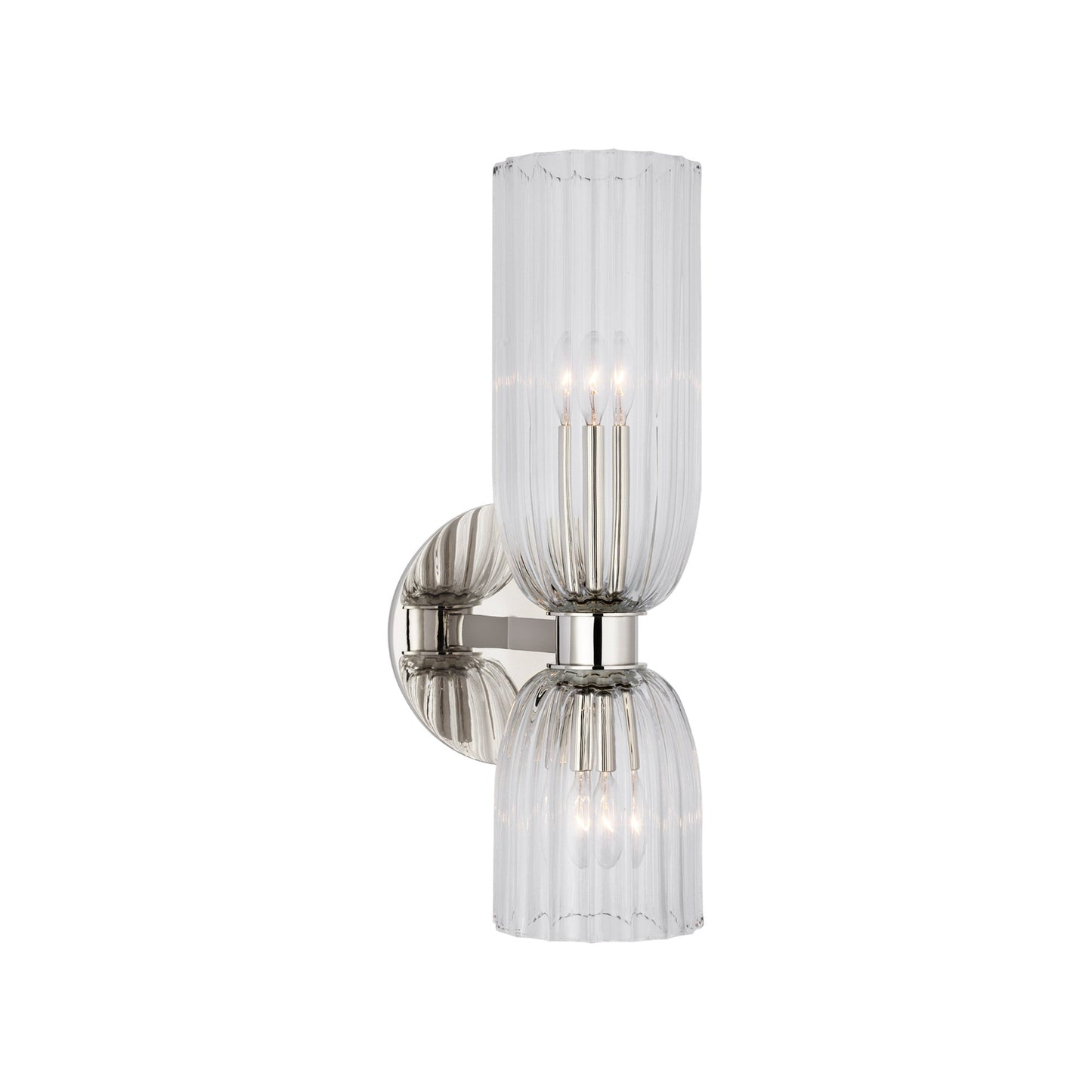 AERIN Asalea 16" Glass Double Bath Wall Sconce - Brass Wall Light Bloomingdales Lighting Polished Nickel  