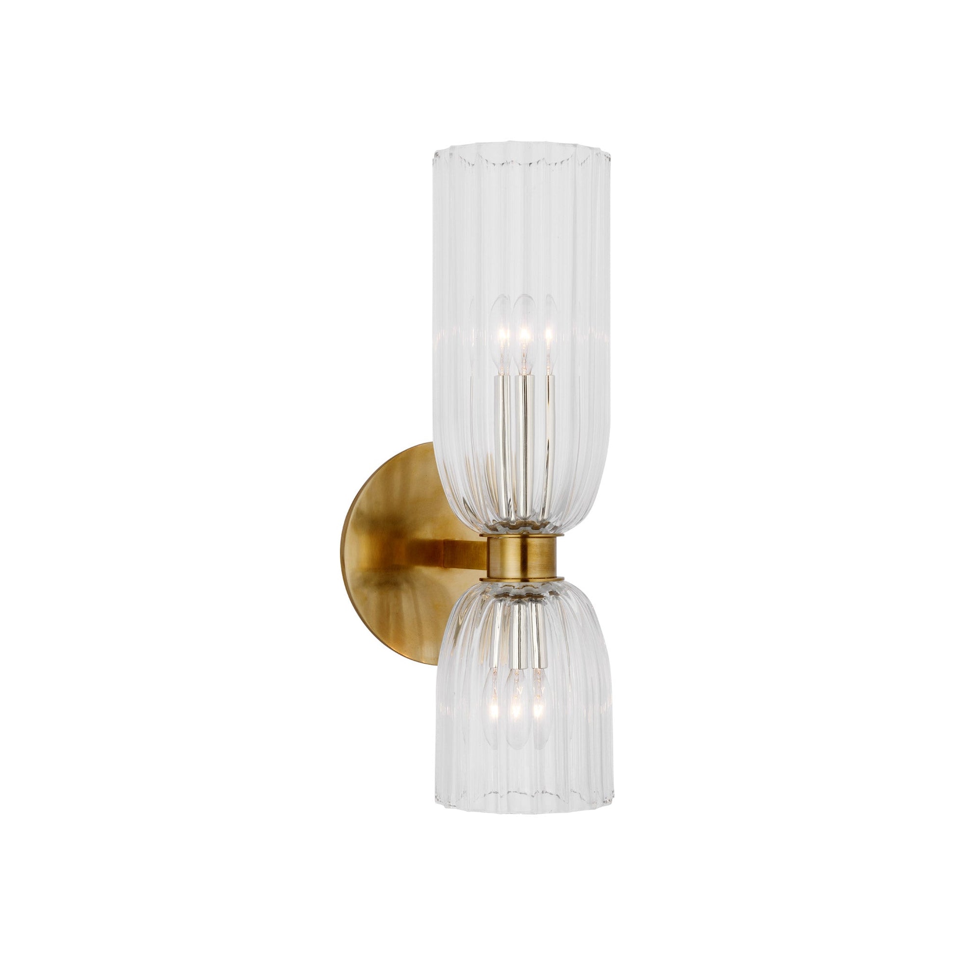 AERIN Asalea 16" Glass Double Bath Wall Sconce - Brass Wall Light Bloomingdales Lighting Brass  