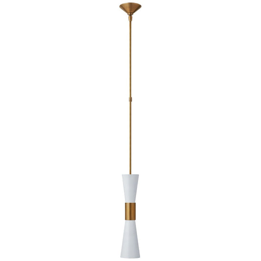 AERIN Clarkson Medium Narrow Pendant Light - White and Brass Pendant Light Bloomingdales Lighting   