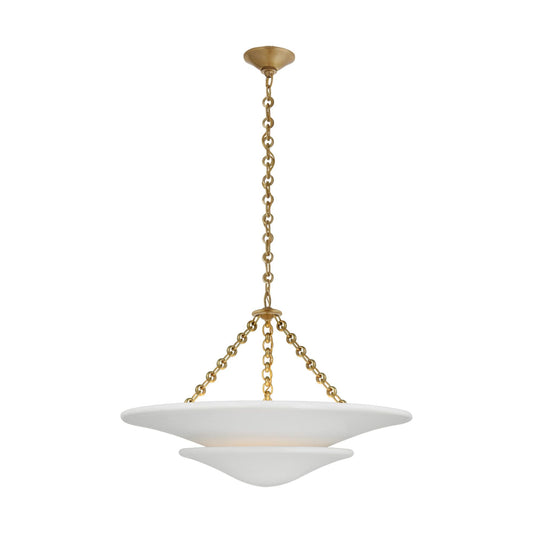 AERIN Mollino Medium Plaster White Tiered Chandelier - Brass Pendant Light Bloomingdales Lighting Brass  