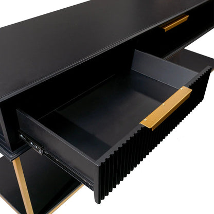 Aimee Large Three Drawer Console Table - Black and Gold Console Table Cafe Lighting & Living   