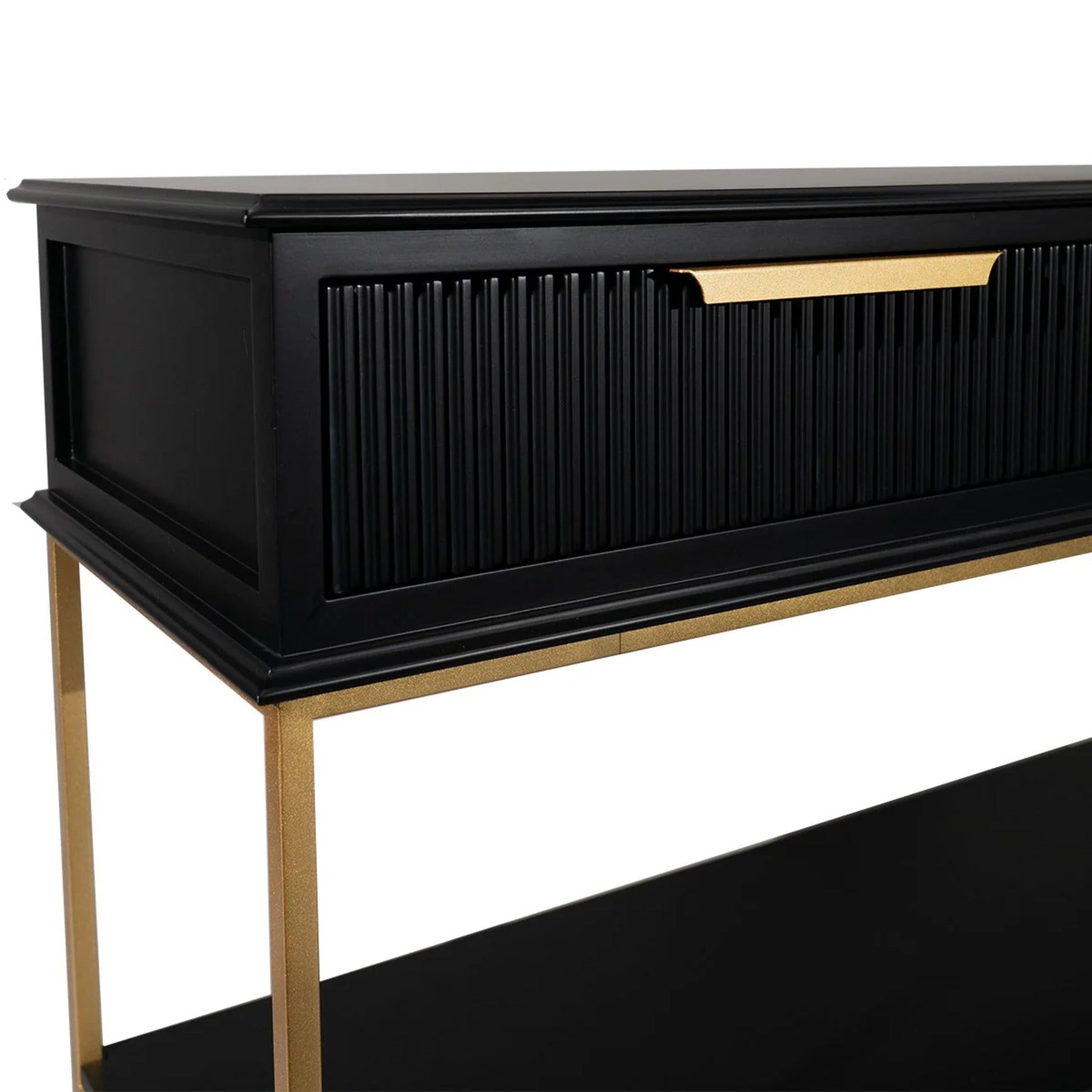 Aimee Large Three Drawer Console Table - Black and Gold Console Table Cafe Lighting & Living   