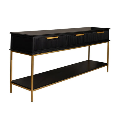 Aimee Large Three Drawer Console Table - Black and Gold Console Table Cafe Lighting & Living   