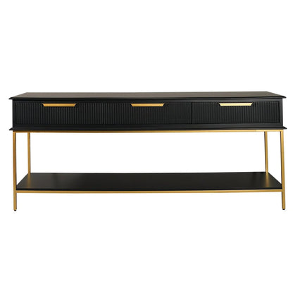 Aimee Large Three Drawer Console Table - Black and Gold Console Table Cafe Lighting & Living Black Large 