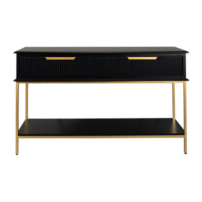 Aimee Large Three Drawer Console Table - White and Gold Console Table Cafe Lighting & Living Black Small 