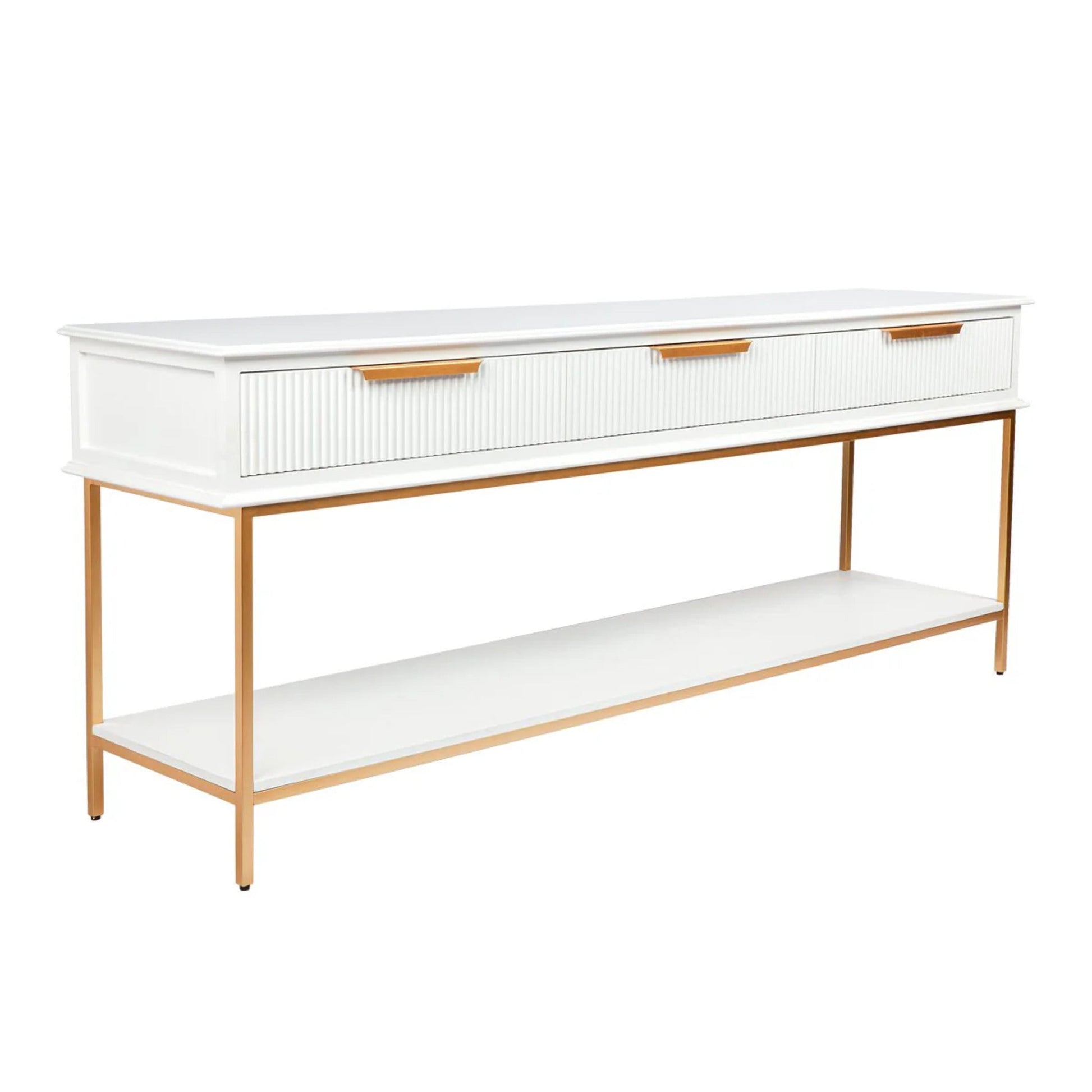 Aimee Large Three Drawer Console Table - White and Gold Console Table Cafe Lighting & Living   