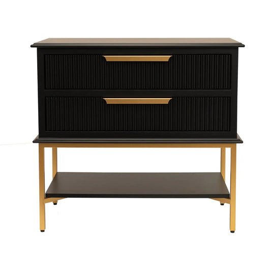 Aimee Large Two Drawer Bedside Table - Black Bedside Table Cafe Lighting & Living Black Large 