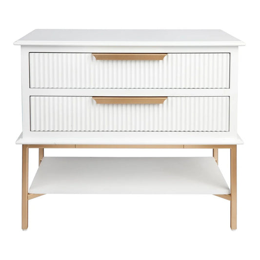 Aimee Large Two Drawer Bedside Table - White Bedside Table Cafe Lighting & Living White Large 