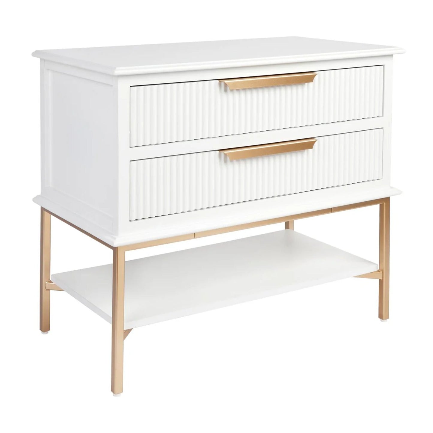 Aimee Large Two Drawer Bedside Table - White Bedside Table Cafe Lighting & Living   