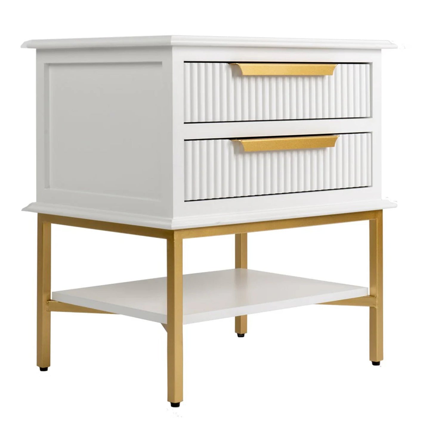 Aimee Small Two Drawer Bedside Table - White Bedside Table Cafe Lighting & Living   