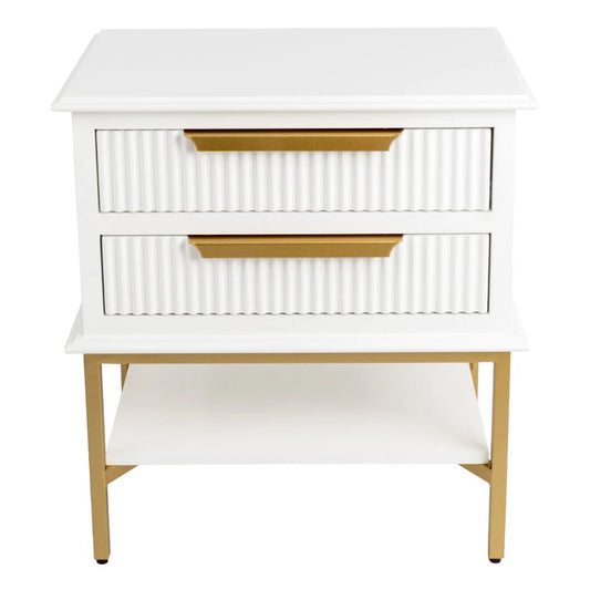 Aimee Small Two Drawer Bedside Table - White Bedside Table Cafe Lighting & Living   