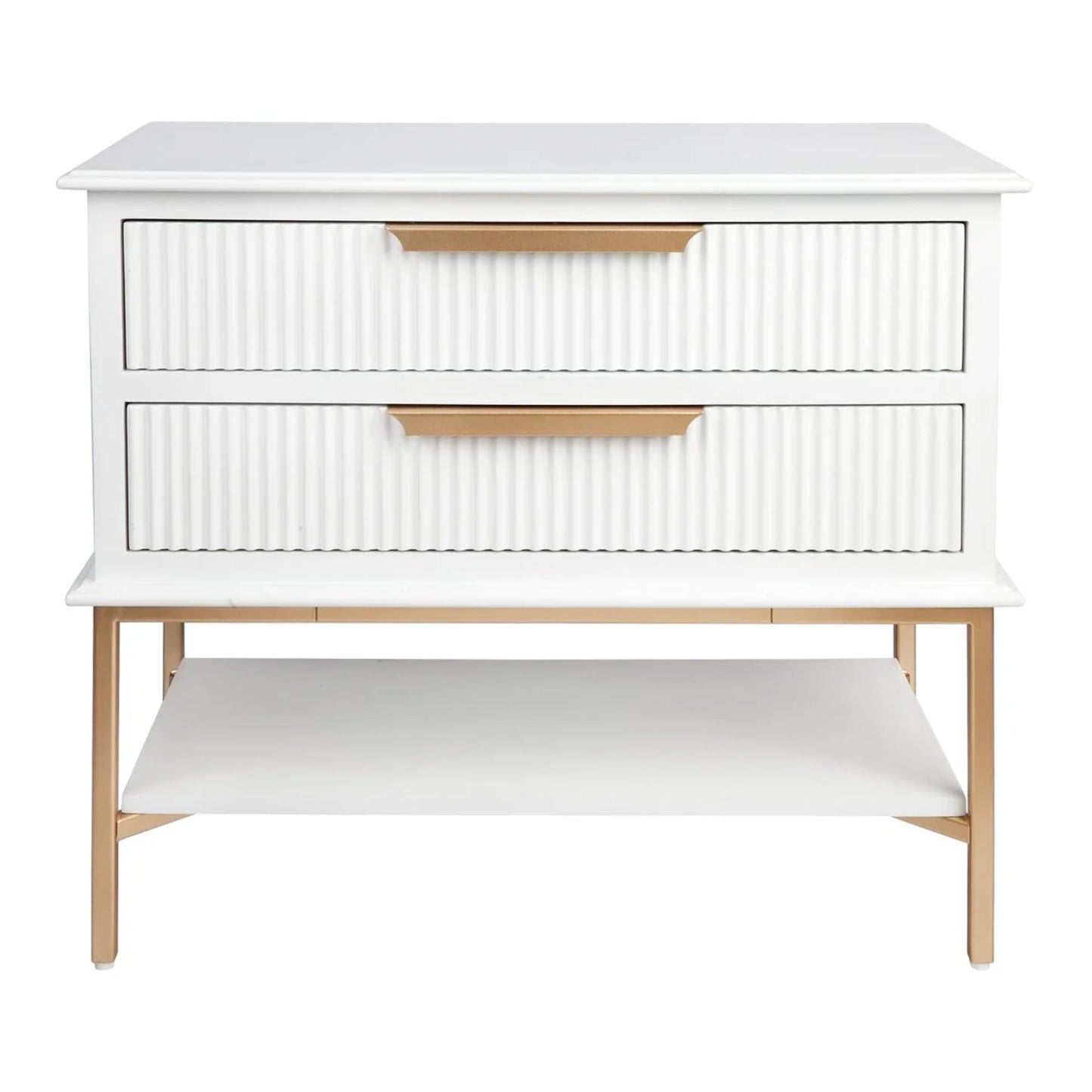 Aimee Small Two Drawer Bedside Table - White Bedside Table Cafe Lighting & Living White Large 