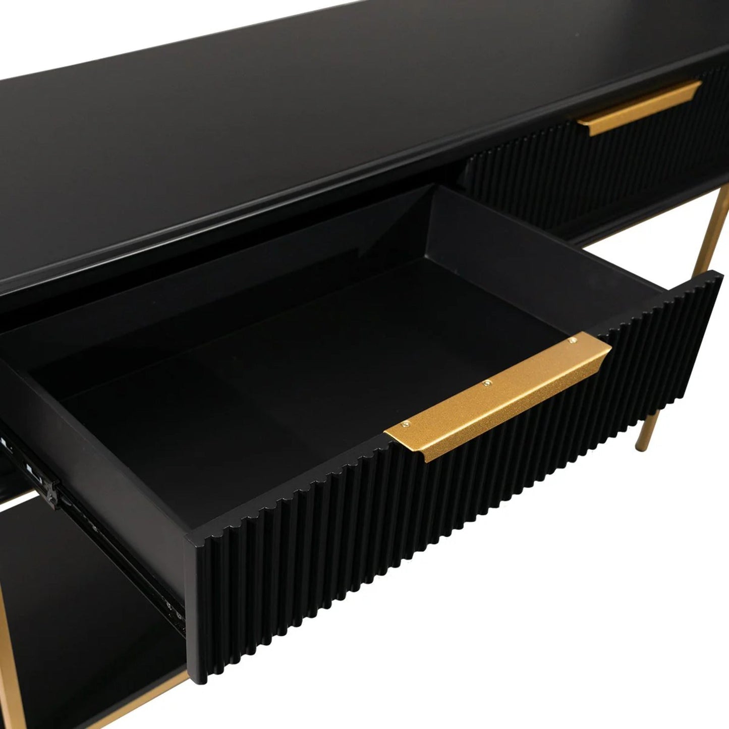 Aimee Small Two Drawer Console Table - Black and Gold Console Table Cafe Lighting & Living   