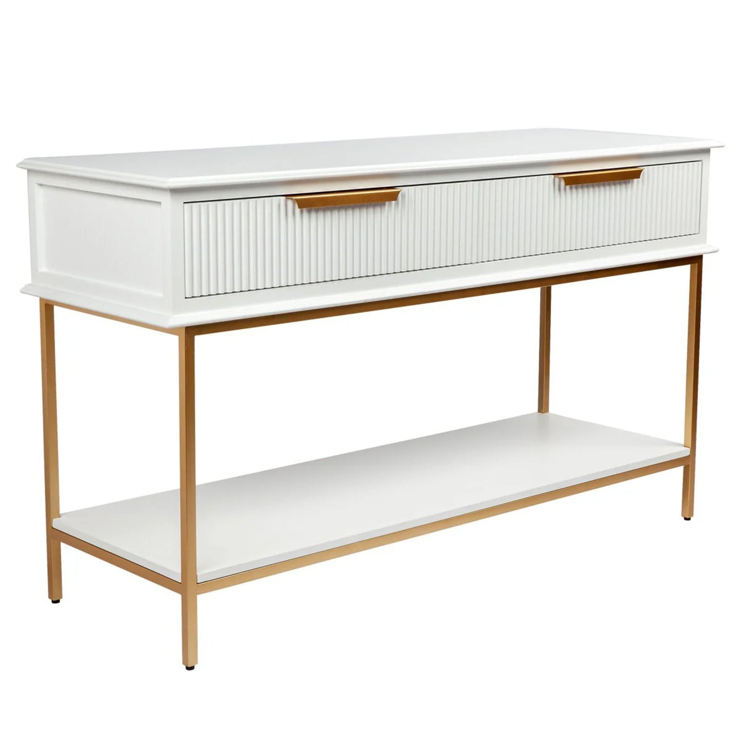 Aimee Small Two Drawer Console Table - White and Gold Console Table Cafe Lighting & Living   