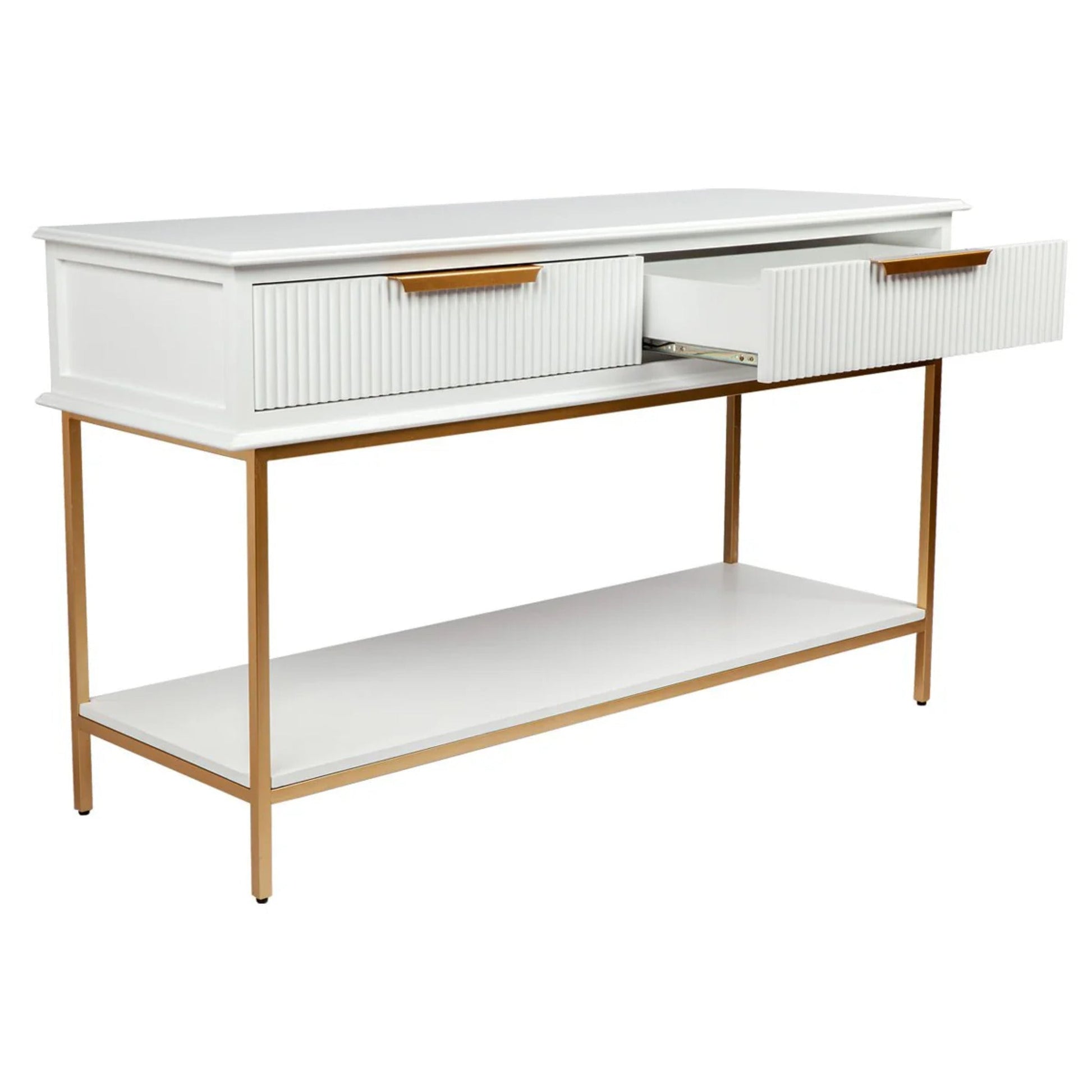 Aimee Small Two Drawer Console Table - White and Gold Console Table Cafe Lighting & Living   