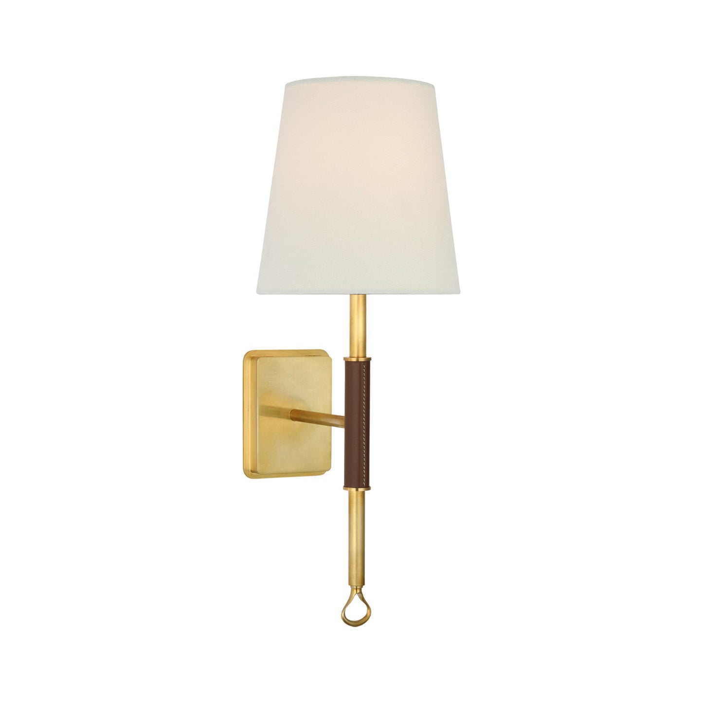 Amber Lewis Griffin Linen Wall Sconce - Brass & Leather Wall Light Bloomingdales Lighting   