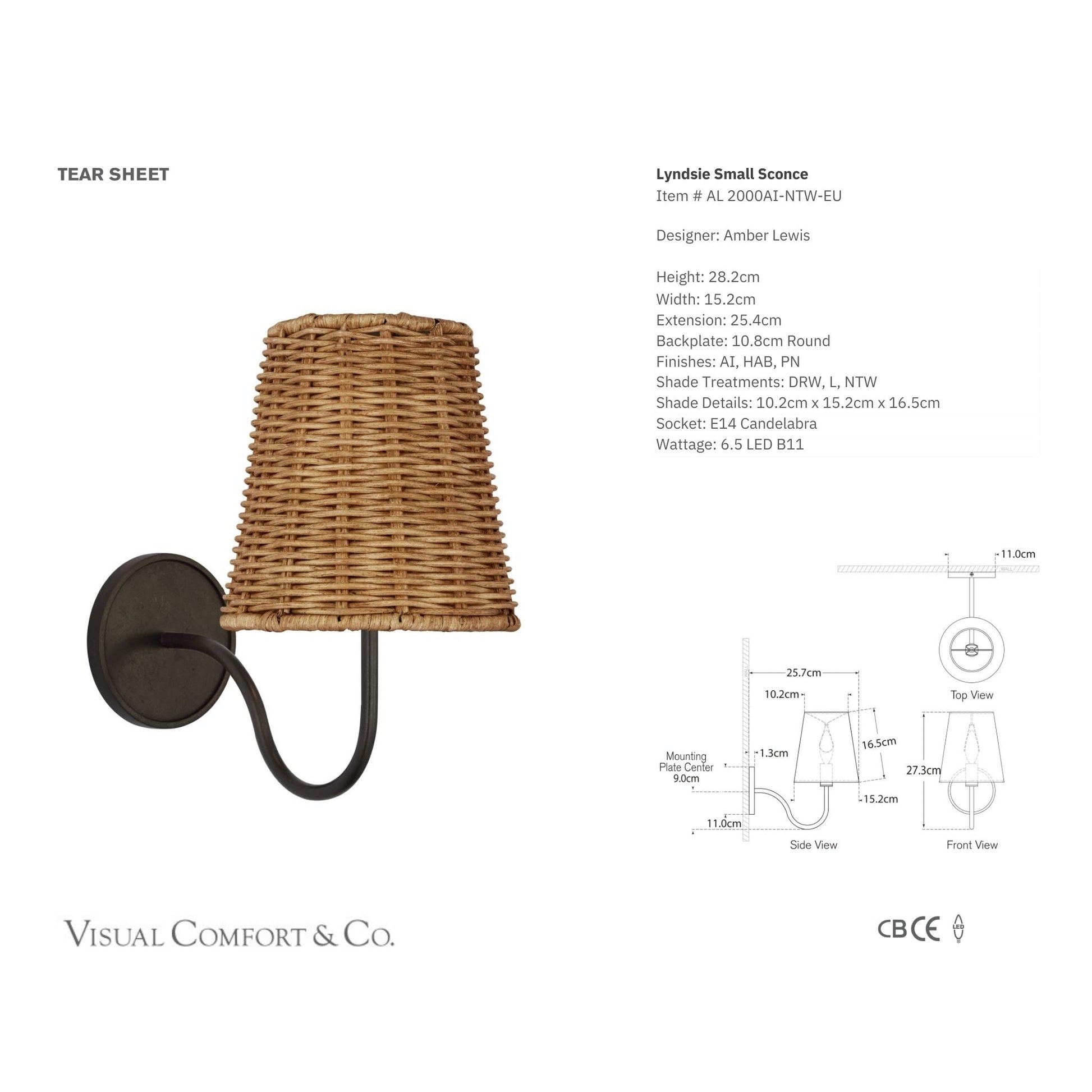 Amber Lewis Lyndsie Small Natural Wicker Wall Sconce - Aged Iron Wall Light Bloomingdales Lighting   