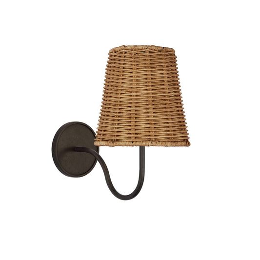 Amber Lewis Lyndsie Small Natural Wicker Wall Sconce - Aged Iron Wall Light Bloomingdales Lighting Aged Iron  