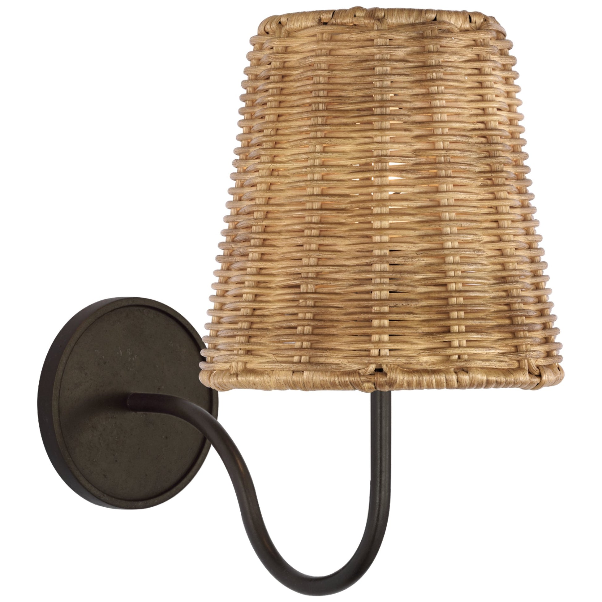 Amber Lewis Lyndsie Small Natural Wicker Wall Sconce - Aged Iron Wall Light Bloomingdales Lighting   