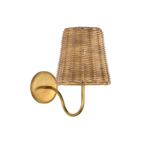 Amber Lewis Lyndsie Small Natural Wicker Wall Sconce - Brass Wall Light Bloomingdales Lighting Brass  