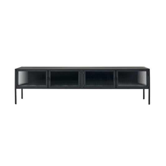 Ambrose Reeded Glass TV Entertainment Unit - Black Entertainment Unit M+Co Living