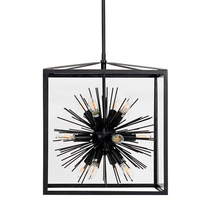 Aquila Large Black Metal & Glass Pendant Light Pendant Light Cafe Lighting Medium  