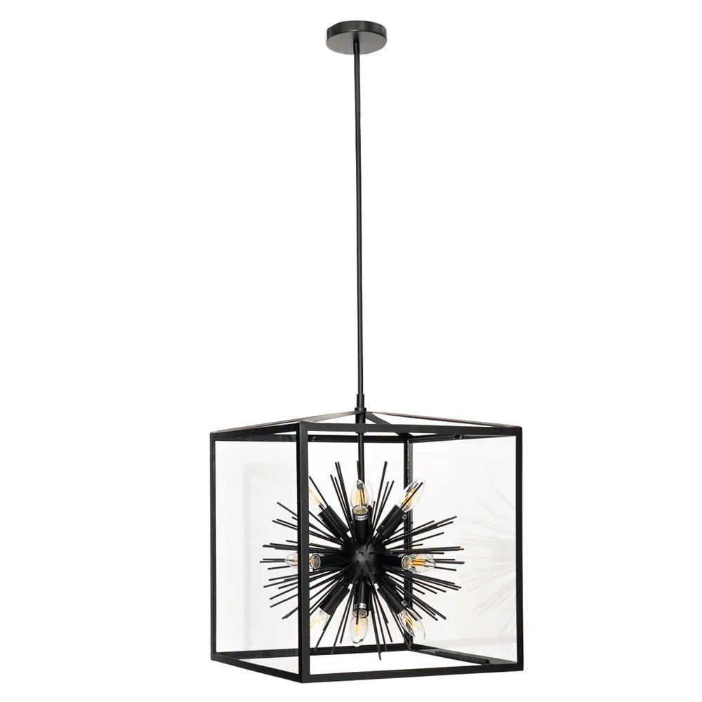 Aquila Large Black Metal & Glass Pendant Light Pendant Light Cafe Lighting   