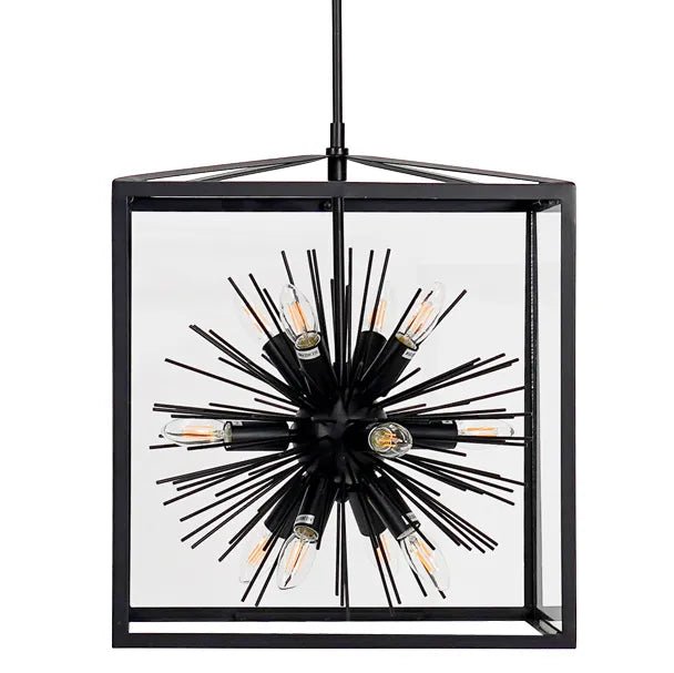 Aquila Large Black Metal & Glass Pendant Light Pendant Light Cafe Lighting Large  