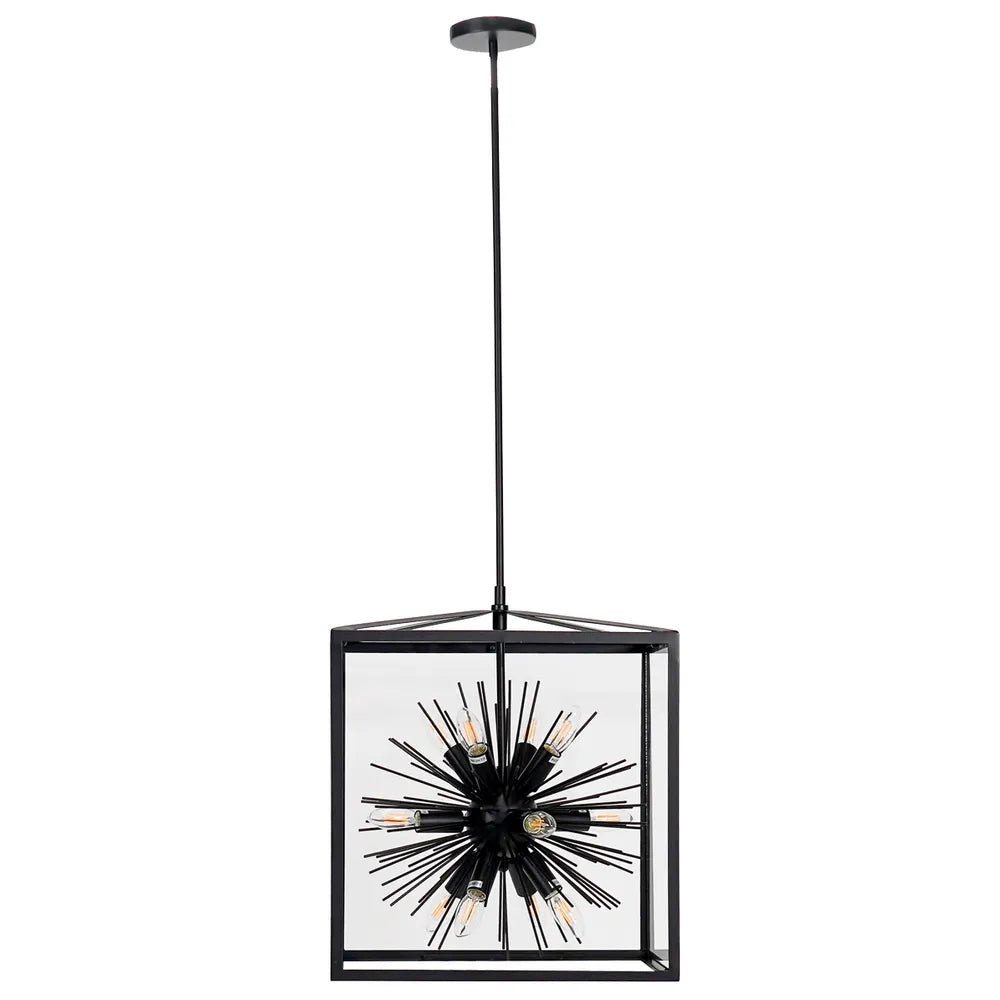 Aquila Large Black Metal & Glass Pendant Light Pendant Light Cafe Lighting   