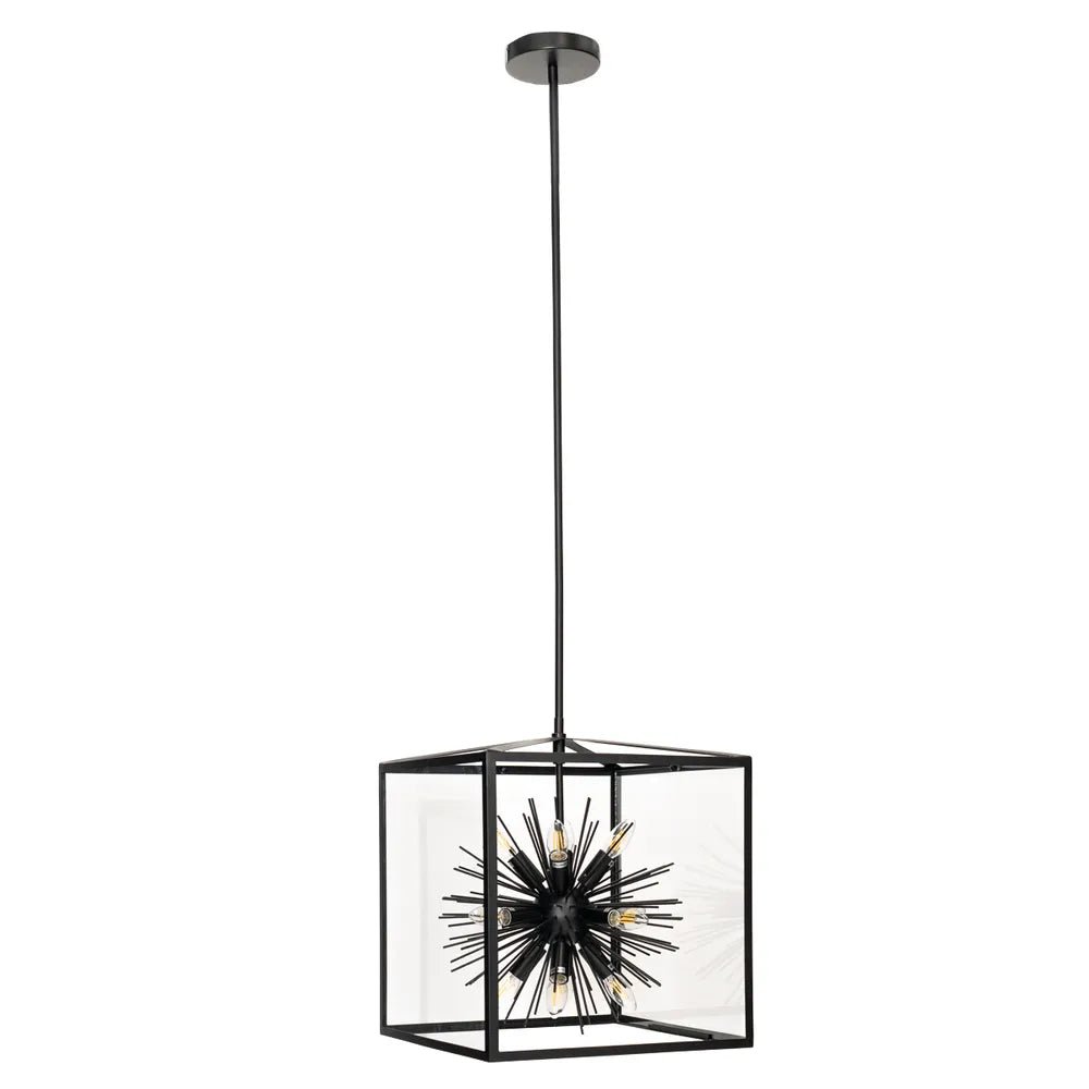 Aquila Medium Black Metal & Glass Pendant Light Pendant Light Cafe Lighting   