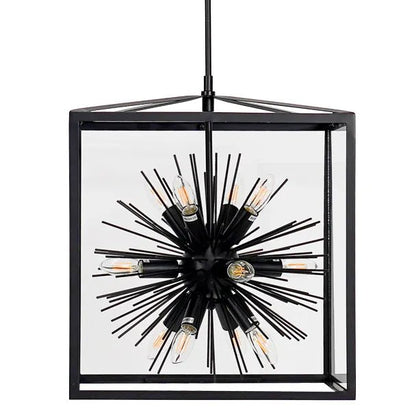 Aquila Medium Black Metal & Glass Pendant Light Pendant Light Cafe Lighting Large  