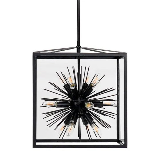 Aquila Medium Black Metal & Glass Pendant Light Pendant Light Cafe Lighting Medium  