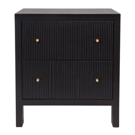 Ariana Large Two Drawer Bedside Table - Black Bedside Table Cafe Lighting & Living   