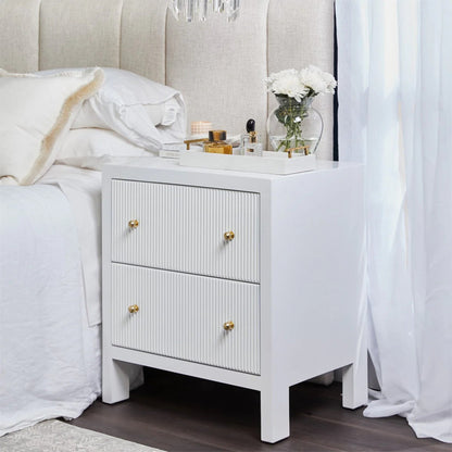 Ariana Large Two Drawer Bedside Table - White Bedside Table Cafe Lighting & Living   