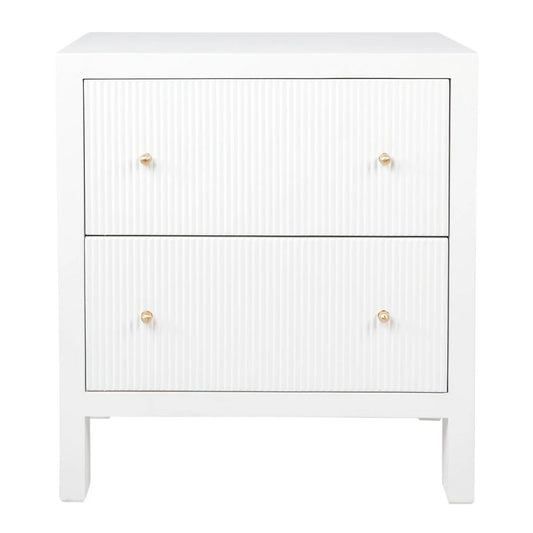 Ariana Large Two Drawer Bedside Table - White Bedside Table Cafe Lighting & Living   