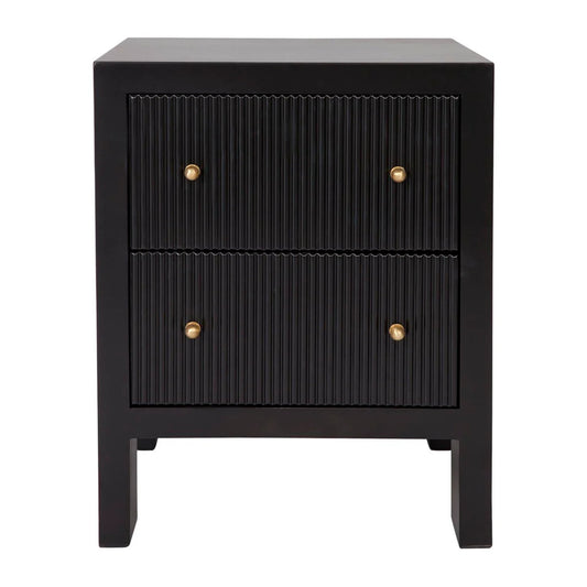 Ariana Small Two Drawer Bedside Table - Black Bedside Table Cafe Lighting & Living Black Small 