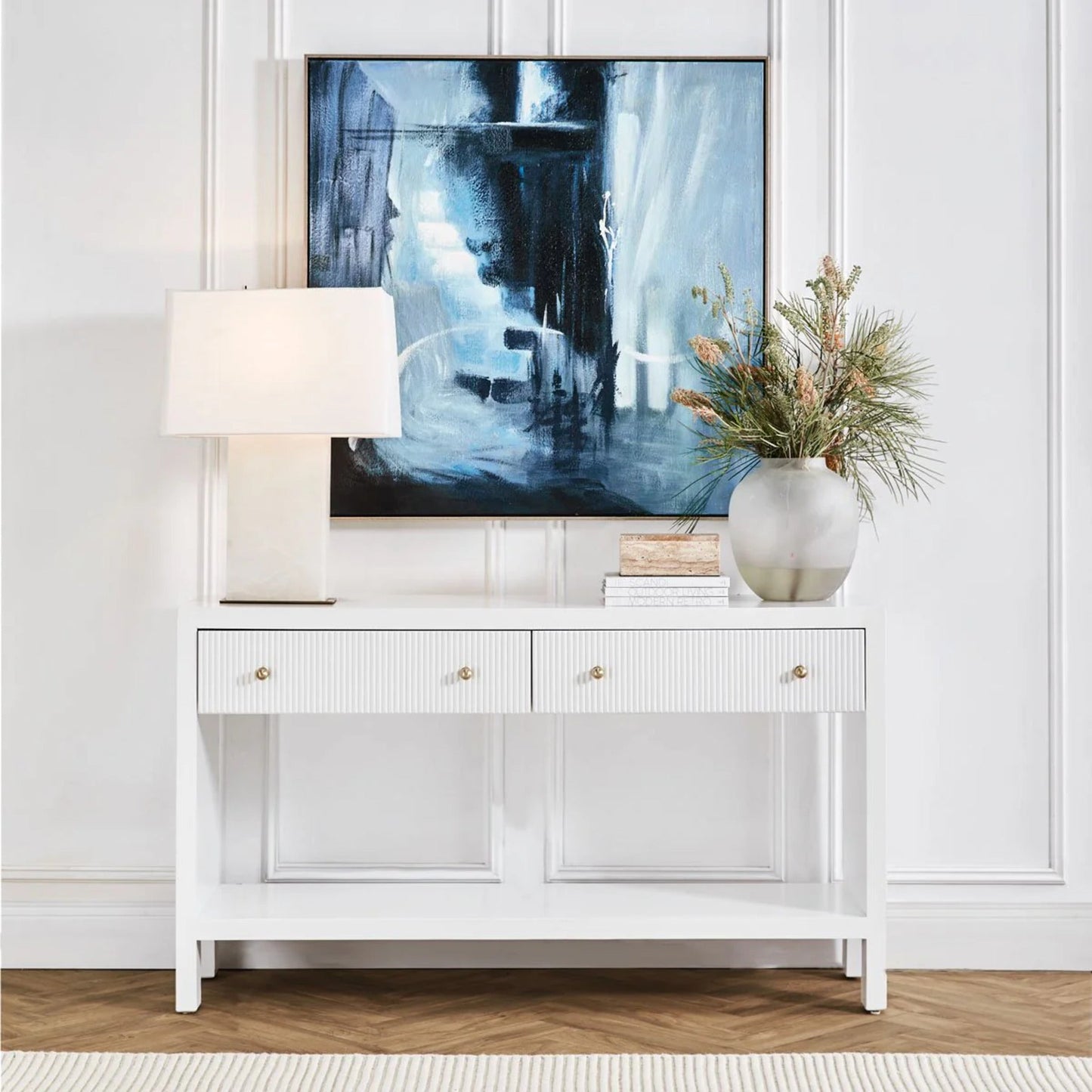 Ariana Two Drawer Console Table - White Console Table Cafe Lighting & Living   