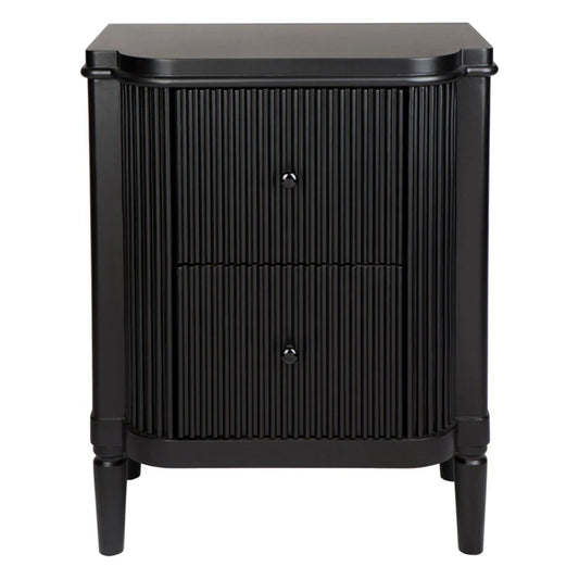 Arielle Ribbed Timber Bedside Table - Black Bedside Table Cafe Lighting & Living Black  