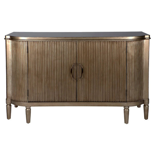 Arielle Ribbed Timber Buffet Table - Antique Gold Buffet Table Cafe Lighting & Living Retro Antique Gold  