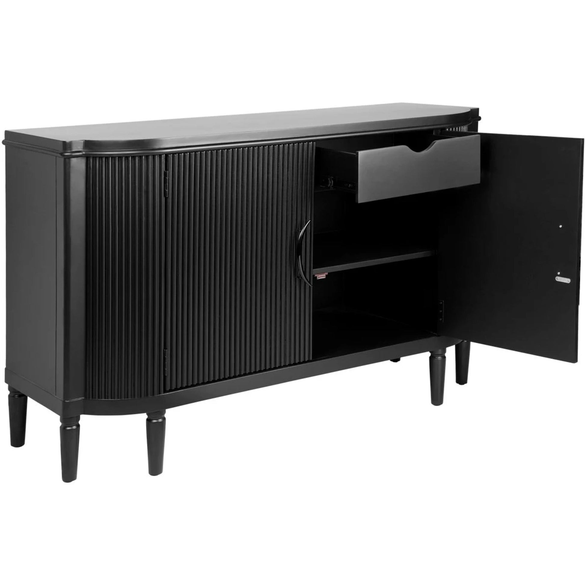 Arielle Ribbed Timber Buffet Table - Black Buffet Table Cafe Lighting & Living   