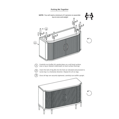 Arielle Ribbed Timber Buffet Table - Black Buffet Table Cafe Lighting & Living   