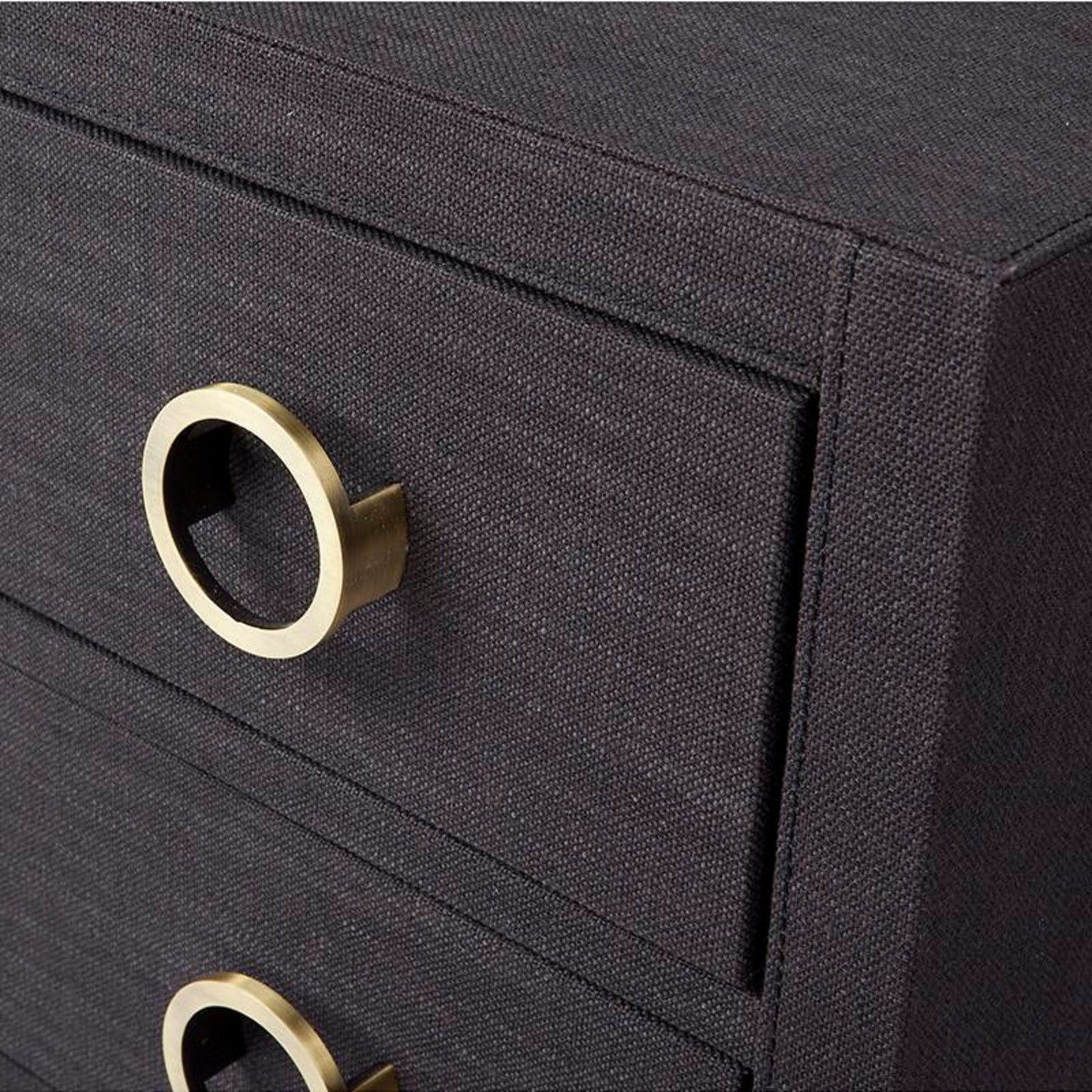 Astley Upholstered Linen Bedside Table - Charcoal Bedside Table Cafe Lighting & Living   