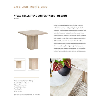 Atlas Travertine Medium Coffee Table Coffee Table Cafe Lighting & Living   