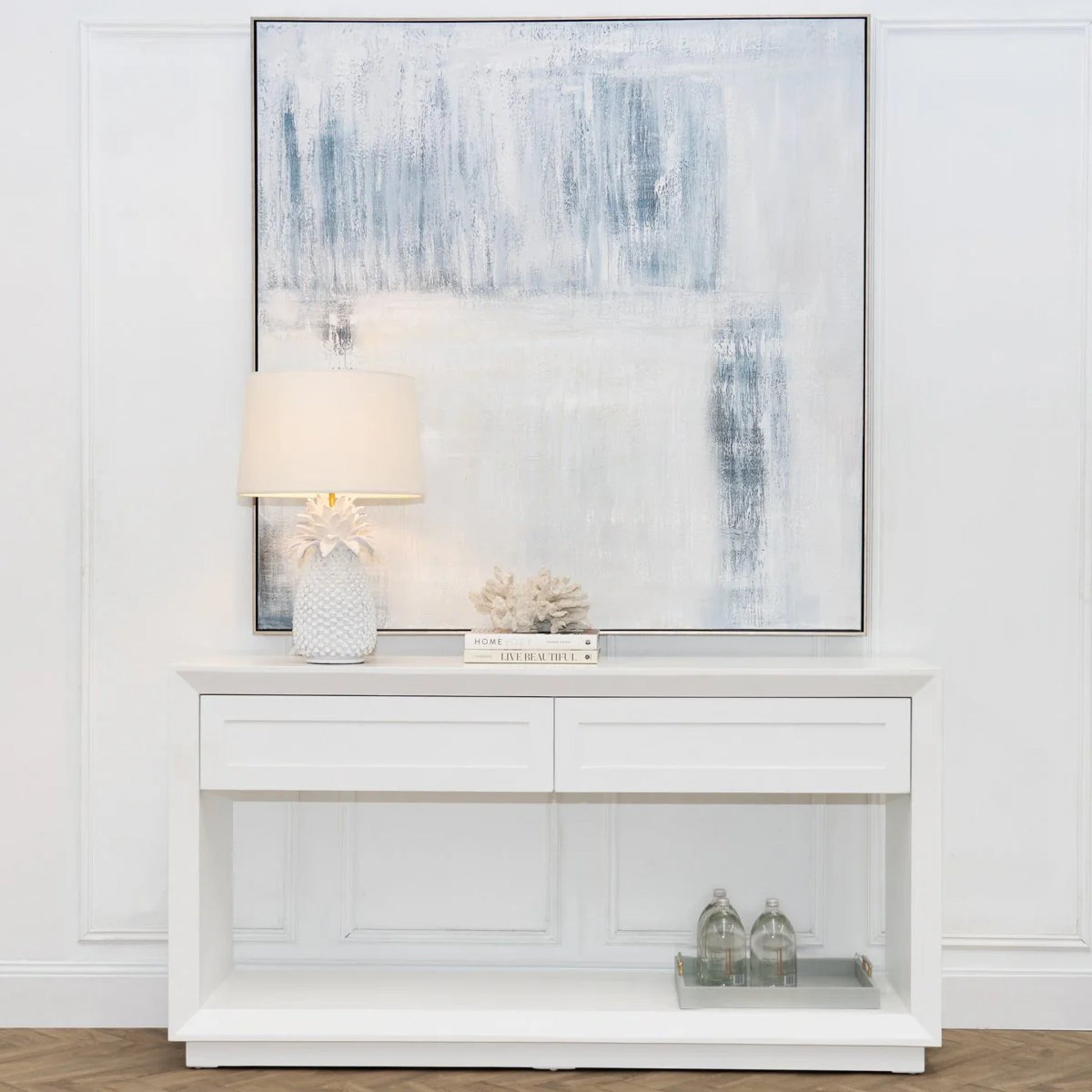 Balmain Large Two Drawer Open Console Table - White Console Table Cafe Lighting & Living   