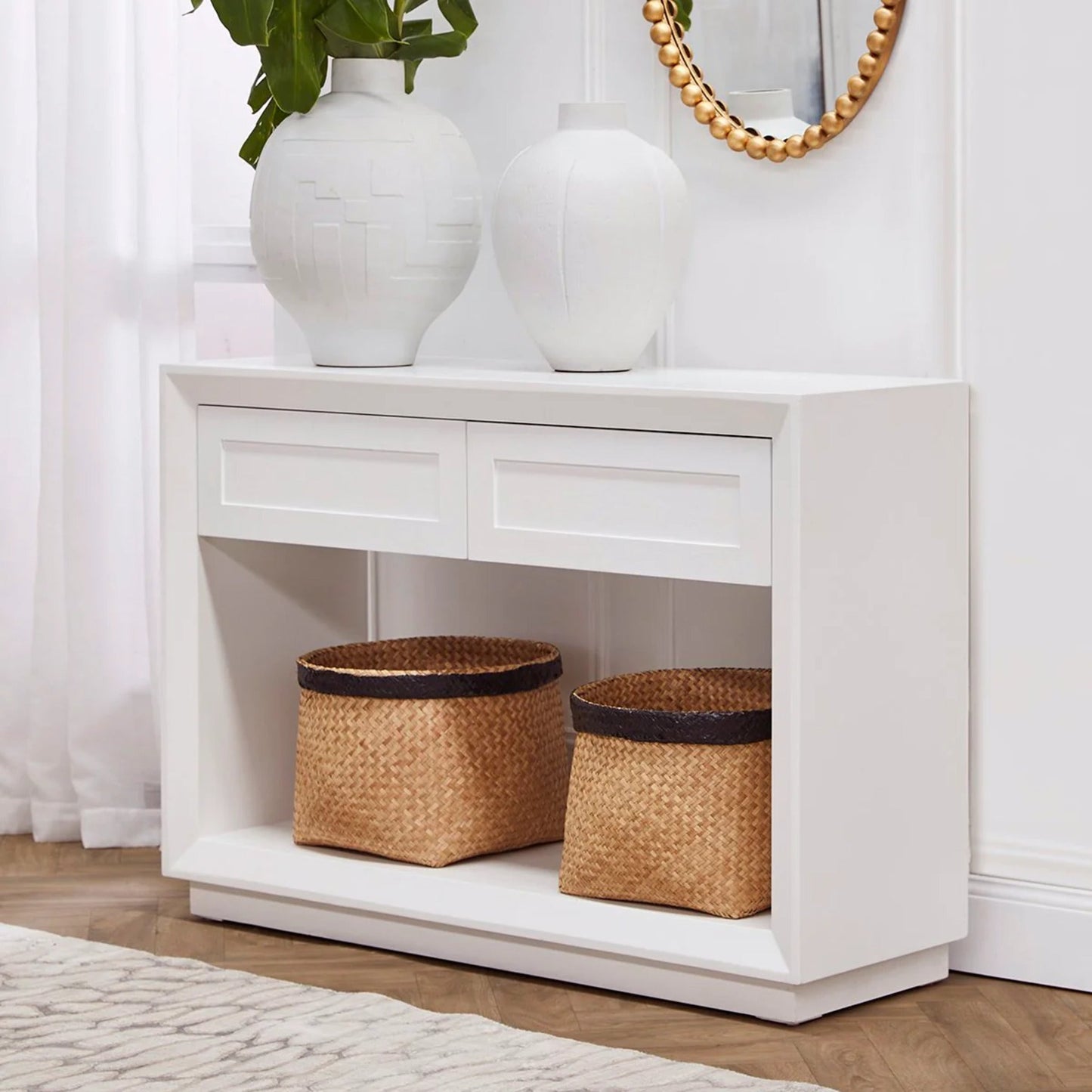 Balmain Small Two Drawer Open Console Table - White Console Table Cafe Lighting & Living   