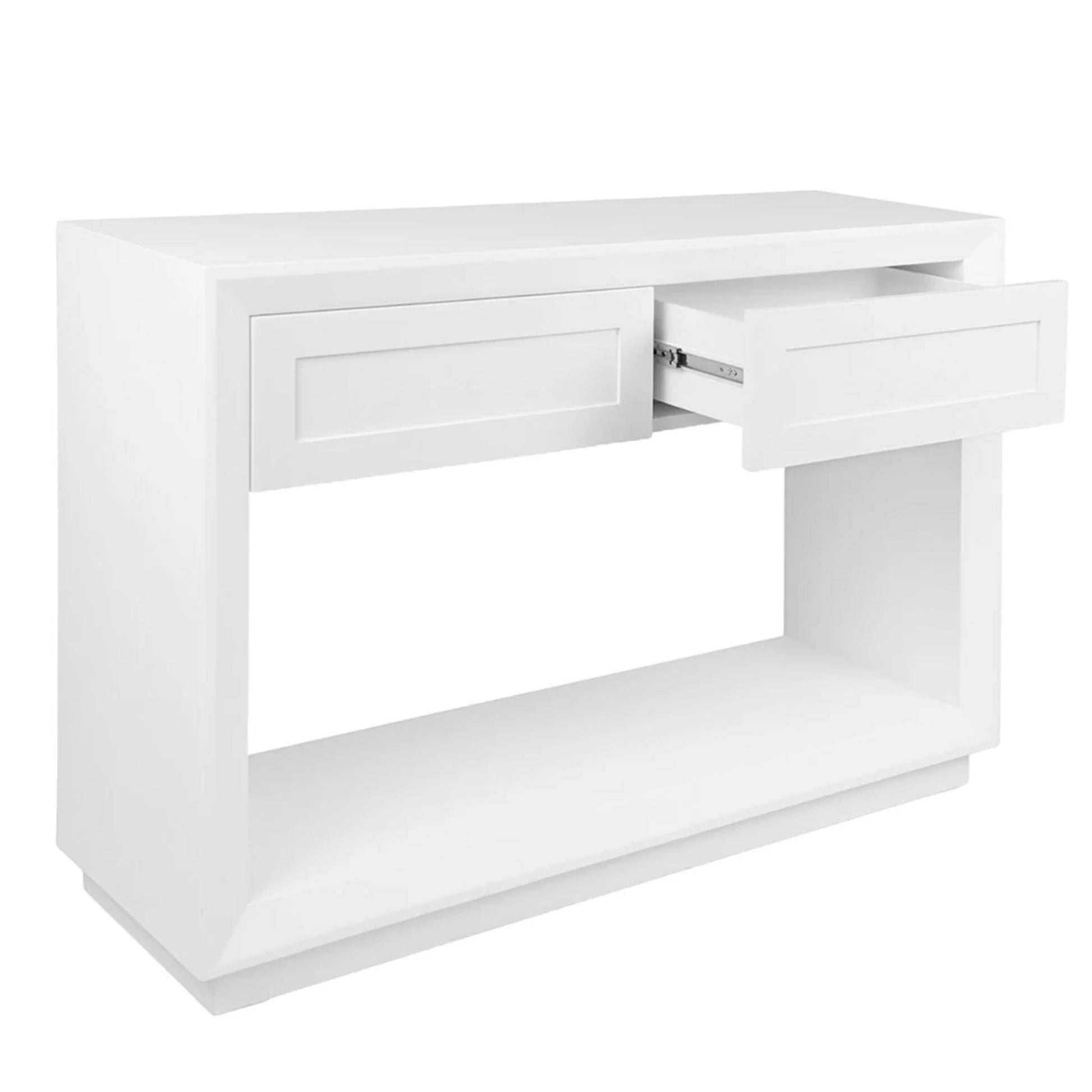 Balmain Small Two Drawer Open Console Table - White Console Table Cafe Lighting & Living   