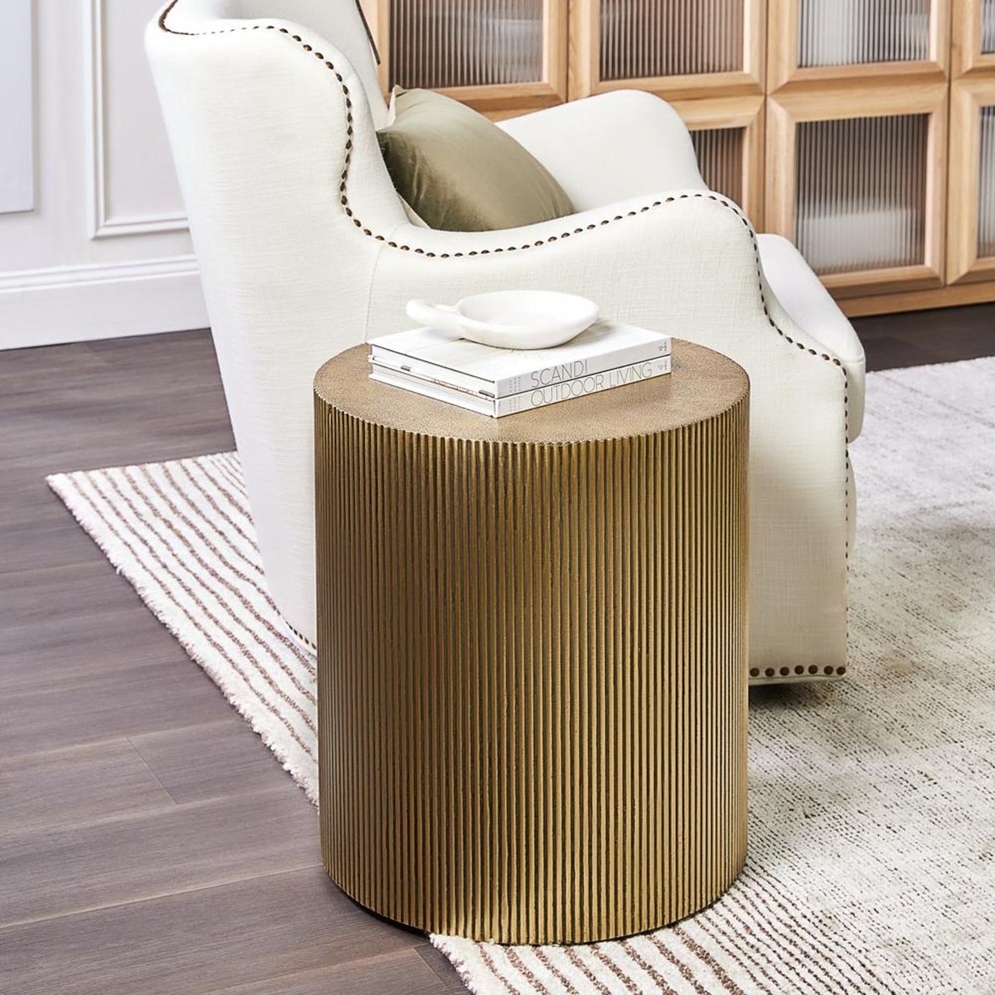 Chadwick Cylindrical Side Table - Brass Side Table Cafe Lighting & Living   